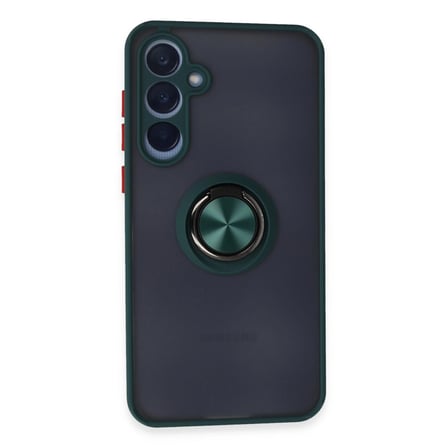 Evimdeyokyok Samsung Galaxy A55 5G Kılıf Yeşil Silikon Yüzüklü Metal Stand