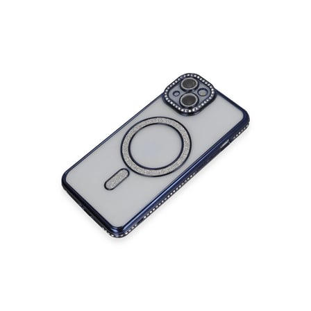Evimdeyokyok Apple iPhone 13 Kılıf Lacivert Simli MagSafe Uyumlu TPU Koruyucu