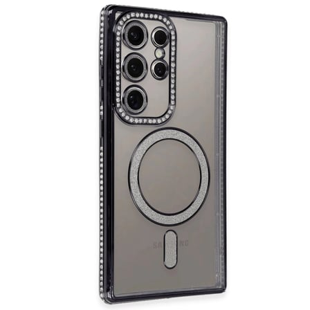 Samsung Uyumlu Galaxy S24 Ultra Kılıf Joke Simli Magneticsafe Kılıf - Siyah