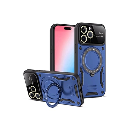 Apple Uyumlu İphone 16 Pro Max Kılıf Joy Lens Standlı Kapak - Lacivert