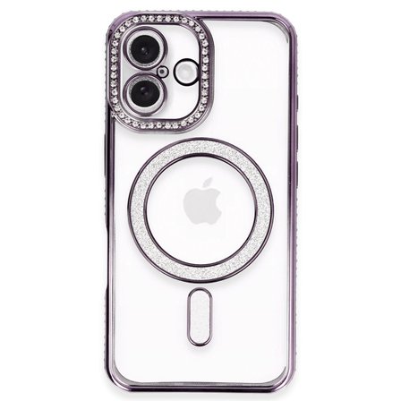 Apple Uyumlu İphone 16 Plus Kılıf Joke Simli Magneticsafe Kılıf - Derin Mor