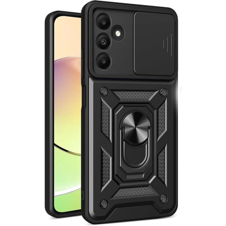 Samsung Uyumlu Galaxy M15 Kılıf Pars Lens Yüzüklü Silikon - Siyah