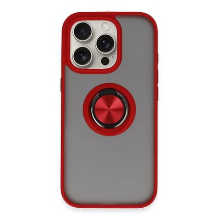 Apple Uyumlu İphone 16 Pro Max Kılıf Montreal Yüzüklü Silikon Kapak - Kırmızı