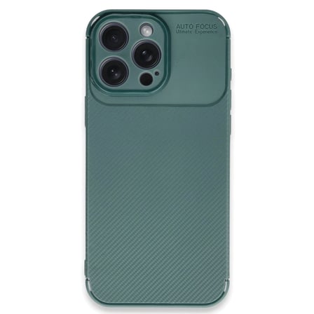 Apple Uyumlu İphone 16 Pro Max Kılıf Auto Focus Karbon Kapak - Koyu Yeşil