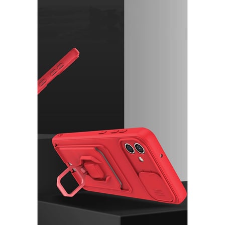 Samsung Uyumlu Galaxy A06 Kılıf Zuma Kartvizitli Yüzüklü Silikon - Yeşil