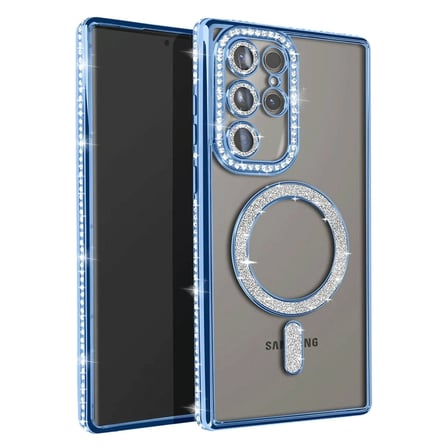 Samsung Uyumlu Galaxy S25 Ultra Kılıf Joke Simli Magneticsafe Kılıf - Mavi