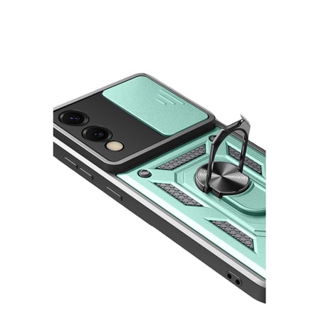 Samsung Uyumlu Galaxy S25 Edge Pars Lens Yüzüklü Silikon - Yeşil
