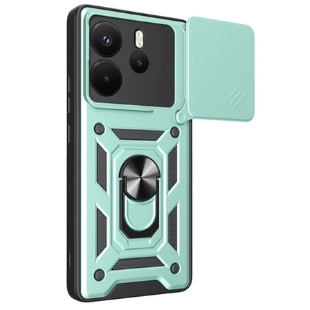 Evimdeyokyok Xiaomi Redmi Note 14 4G Kılıf Yeşil Yüzüklü Lens Kapaklı Silikon