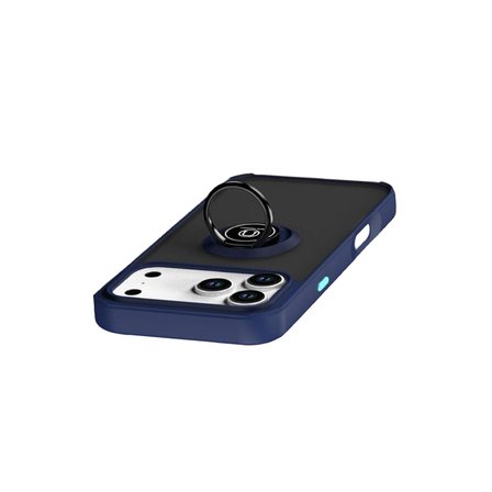 Apple Uyumlu İphone 17 Pro Montreal Yüzüklü Silikon Kapak - Lacivert