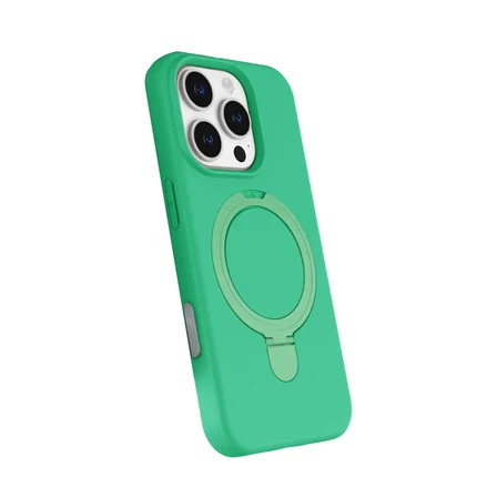 Apple Uyumlu İphone 16 Pro Regal Magsafe Standlı Kapak - Yeşil
