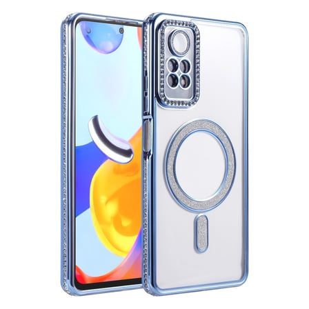 Evimdeyokyok Xiaomi Redmi Note 12 Pro Kılıf Mavi Simli MagSafe Uyumlu Kristal Kaplama