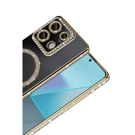 Evimdeyokyok Xiaomi Redmi Note 13 Pro 4G Kılıf Gold Simli Magneticsafe Arka Kılıf Termoplastik Poliüretan