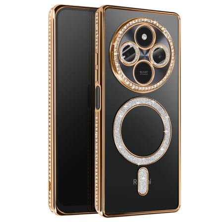 Evimdeyokyok Xiaomi Redmi 14C Simli MagSafe Uyumlu Kılıf Gold TPU Materyal