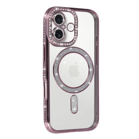 Eco Port iPhone Kılıfı Pembe Simli MagSafe Uyumlu Termoplastik Poliüretan