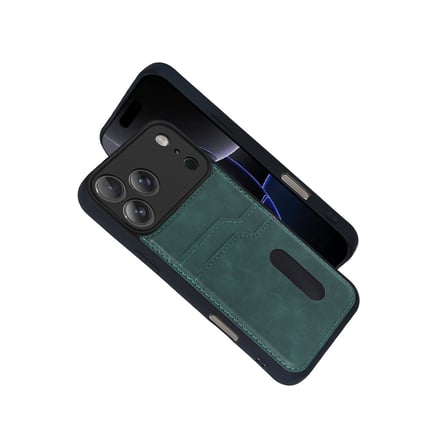 Apple İphone  Pro Max Sara Kartvizitli Deri Kılıf - Yeşil