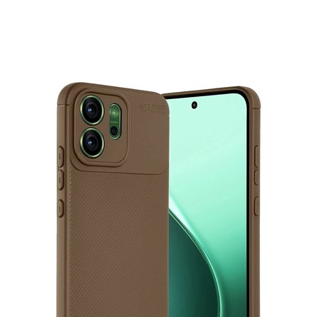 Evimdeyokyok Oppo Reno 14f Uyumlu Arka Kapak Kılıf Kahverengi Karbon Fiber Desenli