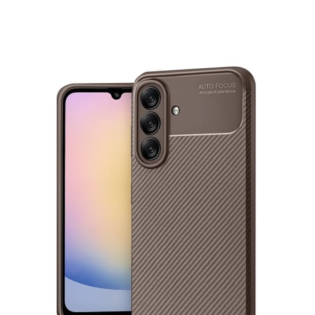 Evimdeyokyok Samsung Galaxy M34 5G Kılıf Karbon Kapak Kahverengi Termoplastik Poliüretan