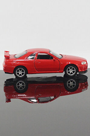 Nissan Skyline GT-R R34 Model Çek Bırak Araba 11 cm Kırmızı