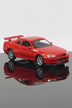 Nissan Skyline GT-R R34 Model Çek Bırak Araba 11 cm Kırmızı