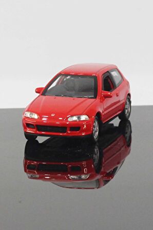 Honda Civic EG6 Hatchback Model Çek Bırak Araba 11 cm Kırmızı