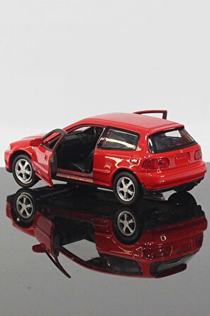 Honda Civic EG6 Hatchback Model Çek Bırak Araba 11 cm Kırmızı