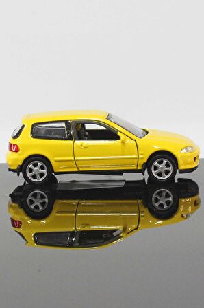 Honda Civic EG6 Hatchback Model Çek Bırak Araba 11 cm Sarı