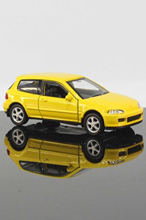 Honda Civic EG6 Hatchback Model Çek Bırak Araba 11 cm Sarı