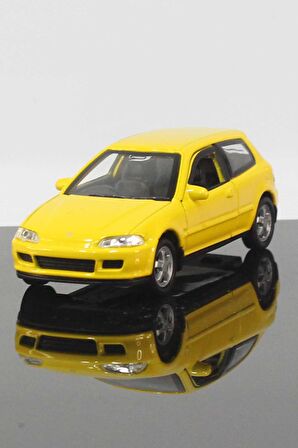 Honda Civic EG6 Hatchback Model Çek Bırak Araba 11 cm Sarı