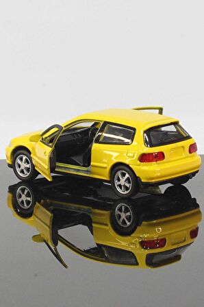 Honda Civic EG6 Hatchback Model Çek Bırak Araba 11 cm Sarı