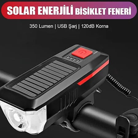 Su Geçirmez Güneş Enerjili Led Işıklı Bisiklet Farı