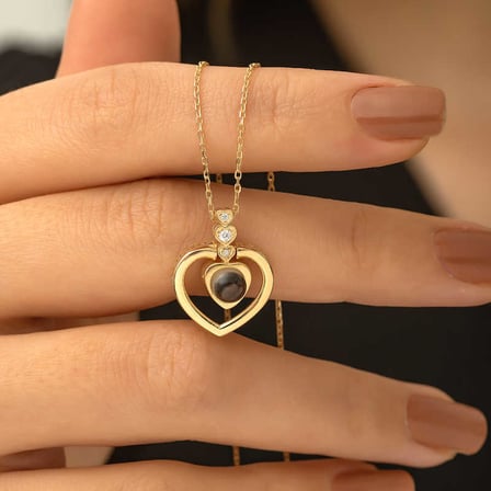 925 Ayar Gümüş Kalp 100 Dilde Seni Seviyorum Kadın Gümüş Kolye