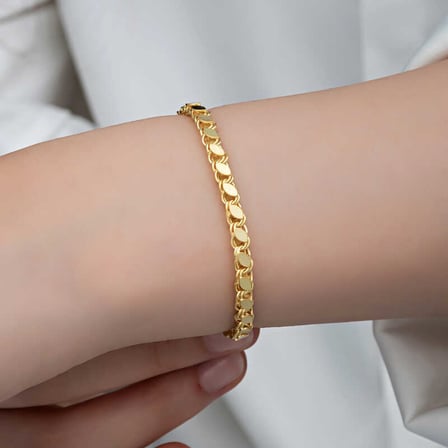 925 Ayar Gümüş Gold Pullu Zincir Kadın Bileklik