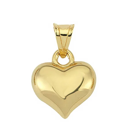 Gümüş Küçük 3 Boyutlu Gold Kalp Kadın Kolye Ucu
