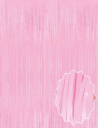 Soft Pembe Püsküllü Kapı Perdesi - Parti, Baby Shower, Cinsiyet Partisi 1x2 m