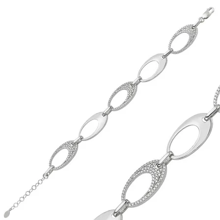 925 Ayar Gümüş Taşlı Oval Bileklik