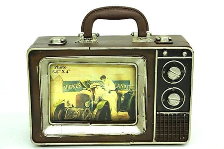 Dekoratif Metal Çerçeve Televizyon Temalı Vintage Hediyelik