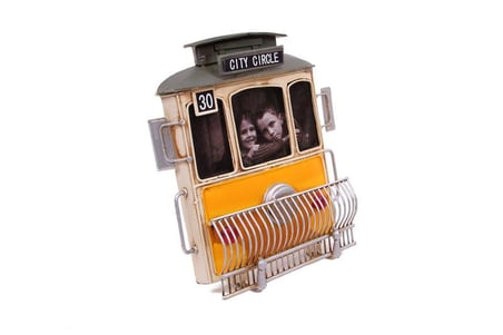 Dekoratif Metal Çerçeve Tramvay Temalı Vintage Hediyelik