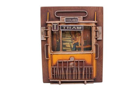 Dekoratif Metal Çerçeve Tramvay Dekorlu Vintage Hediyelik
