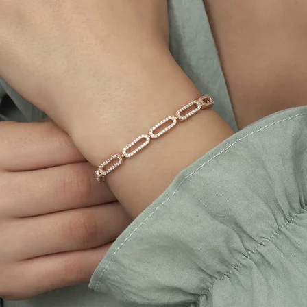 925 Ayar Gümüş Rose Oval Taşlı Bileklik