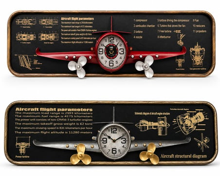 Metal Uçak Duvar Saati