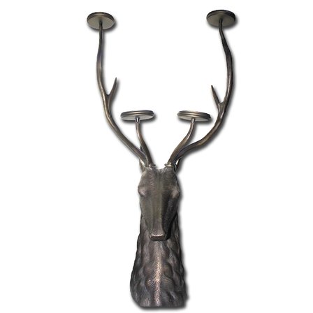 Metal Geyik Büstü Şamdan 112 Cm
