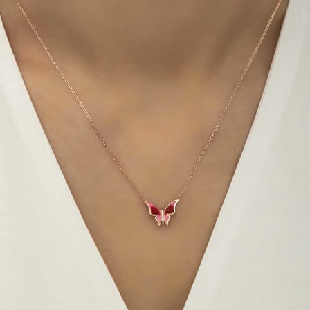 925 Ayar Gümüş Rose Minimal Kadın Gümüş Kolye