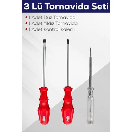 3'lü Tornida Seti (Düz Tornida + Yıldız Tornida + Kontrol Kalemi)