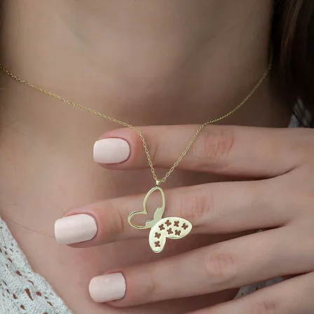 ​​925 Ayar Gümüş Gold Kadın Gümüş Kolye