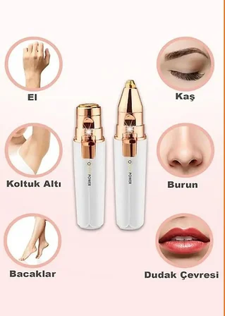 2 Başlıklı Yüz Tüy Alıcı Kaş Bıyık Kıl Epilasyon Aleti Şarjlı