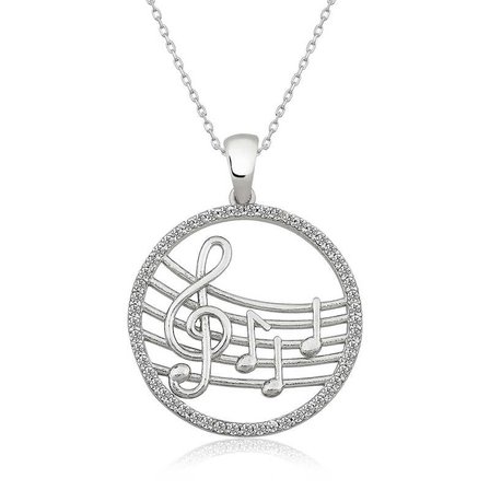 925 Ayar Gümüş Müzik Temalı Kadın Gümüş Kolye