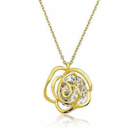 ​925 Ayar Gümüş Gold Gül Kadın Gümüş Kolye
