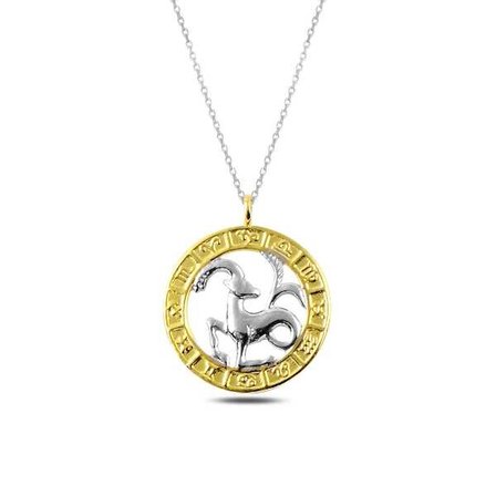925 ayar gümüş gold oğlak burcu gümüş kolye