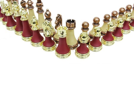 Satranç Taşı Zamak Polyester Krem Bordo Dekoratif Hediyelik