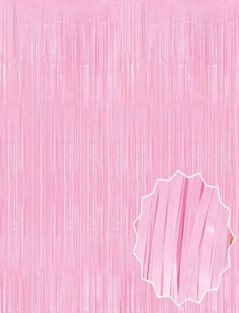 Soft Pembe Püsküllü Kapı Perdesi - Parti, Baby Shower, Cinsiyet Partisi 1x2 m
